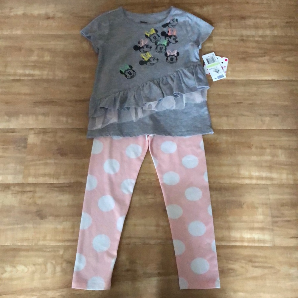 NWT Disney Junior Minnie Mouse Two Piece Outfit